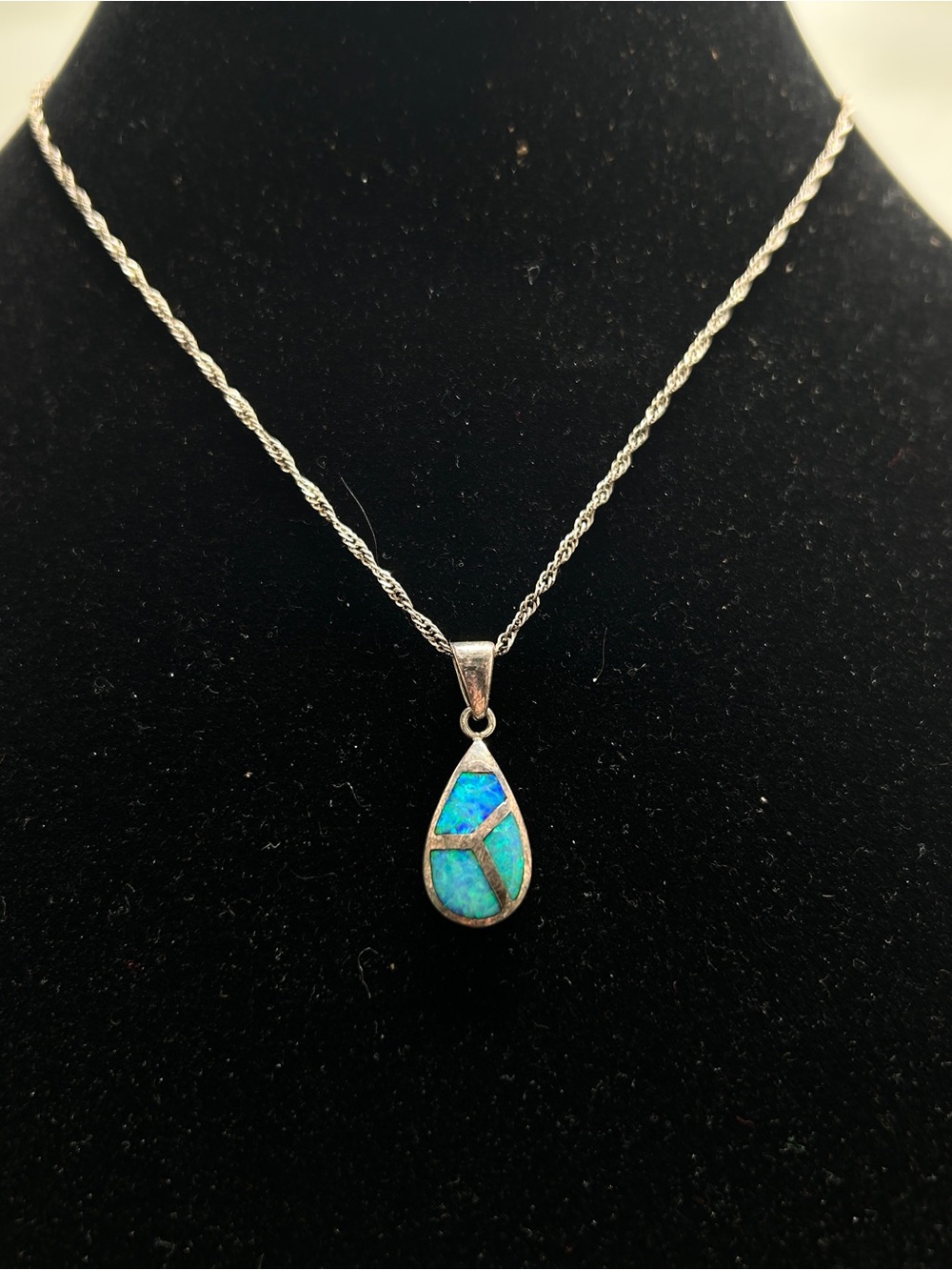 Sterling Silver .925 Necklace with Fire Opal Pendant